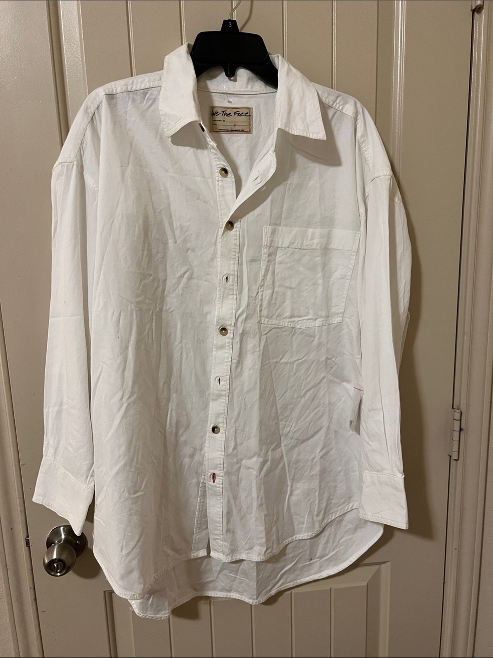 Free People Oversized White Button-Up Shirt